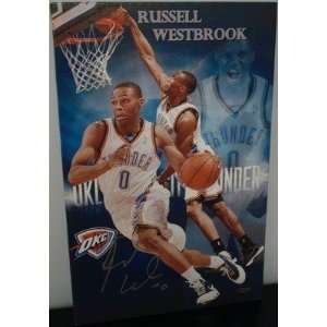 RUSSELL WESTBROOK Signed OKC Thunder 20x14 Canvas UDA   Autographed 