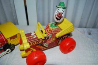 VINTAGE FISHER PRICE CLOWN CAR & TRAIN PULL TOY LOT  