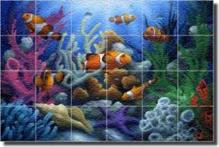 Miller Undersea Fish Art Wall Floor Glass Tile Mural  