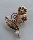 Vintage Goldtone Flower Lapel Pin w F