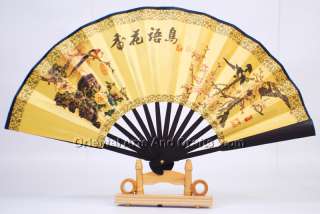 Handmade Chinese Traditional Folding Hand Fan Bamboo Sparrow Birds 