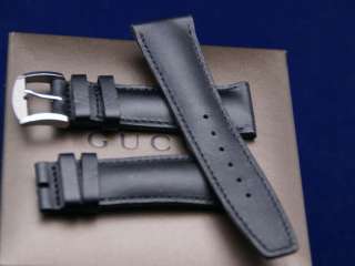New Gucci 22 MM Black Leather Watch Band   (22.110)  