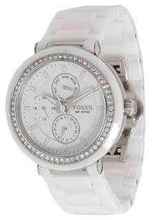 Fossil CE1008 Womens Quartz White Glitz Dial Ceramic Watch  