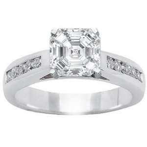 14k White Gold Classical Style Semi mount with a 1.01 Carat Asscher 