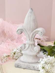 Shabby French Style Chic Large Fleur De Lis Ceramic Garden Ornament 
