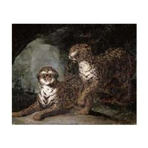  Two Leopards by Theodore Gericault. Size 21.75 inches 