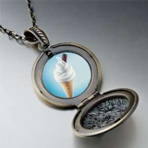 Vanilla Ice Cream Cone Photo Locket Pendant Necklace