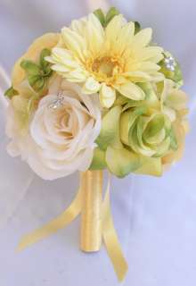   above are made with one ivory rosebud accented with green mini cosmos