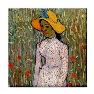 Young Girl Standing Against a Background of Wheat By Vincent Van Gogh 