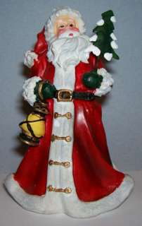 Polystone Santa w/Lantern and Christmas Tree Figurine  