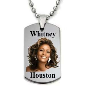 Whitney Houston Color Dogtag Necklace w/Chain and Giftbox