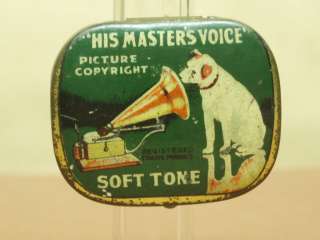 HIS MASTERS VOICE HIV GRAMOPHONE NEEDLE LITHO TIN BOX FULL NEEDLES 