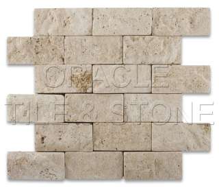 Ivory Travertine Split Faced & Tumbled Brick Tile  