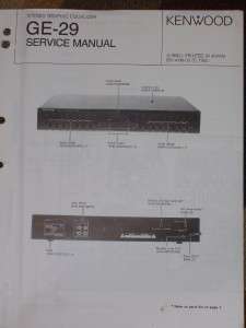 Kenwood GE 29 Graphic Equalizer Service/Parts Manual  