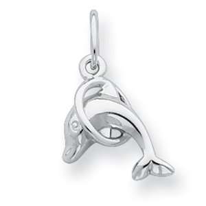   Silver Dolphin Diving Through Hoop Charm Vishal Jewelry Jewelry