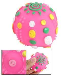    Pet Dog Spiky Ball Design Fuchsia Squeeze Squeaky Toy