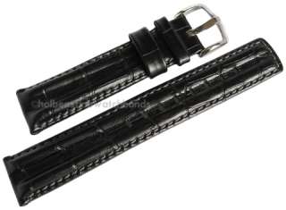   Hirsch PROFESSIONAL Black Alligator Grain Leather Watch Band Strap