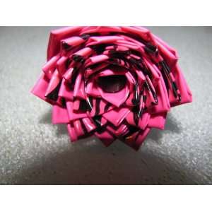 Duct Tape Flower; Pink w/ Black Zebra Stripes