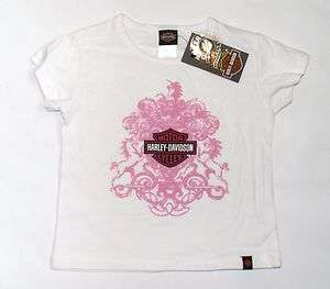 Harley Davidson Baby Infant Girl Logo T Shirt Pink & White  