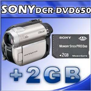 Sony DCR DVD650 DVD Handycam Camcorder + Sony 2 GB Memory 