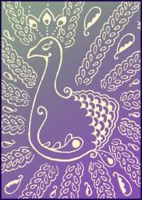 Edition Print ACEO ATC Henna Peacock Bird Design Swirl  