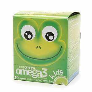  Coromega Omega 3 Kids Squeeze Packets, Lemon Lime, 30 ea 