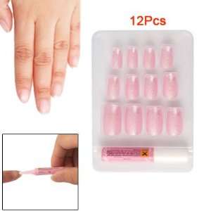   Powder Pink Plastic False Nails 12 Pcs w Glue