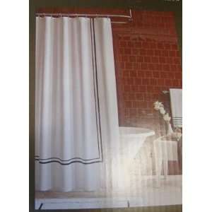  White with Brown Border Shower Curtain (72x72) Everything 