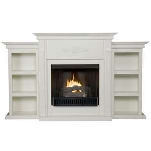   Home CSN4458BG Franklin Gel Fireplace with Bookcases in Antique Ivory