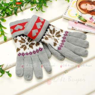   girl lady warm soft snow weave winter gloves 6 colors gift  