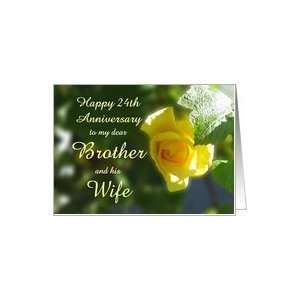 com Happy 24th Anniversary Brother and his Wife   Yellow Rose Flowers 