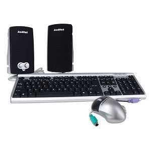  3 in 1 PS/2 Keyboard, Mouse and Speaker Kit (Black/Silver 