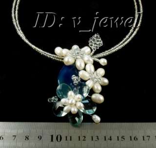 Jade&pearl&crystal flower necklace  