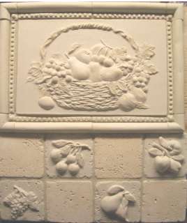 Metal Resin Fruit Basket Mural Backsplash Tile Design  