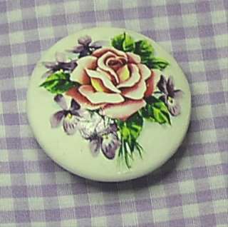 shabby PINK ROSES drawer door cabinet knobs knob chic  