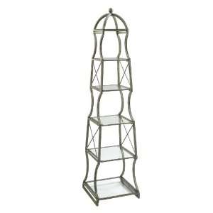   Silver Glass Transitional Display Stand Etagere
