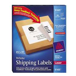 Avery 5165 White Laser Full Sheet shipping Labels  