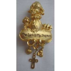  Precious Moments Gold Tone Lord Is My Shepherd Pin Brooch 