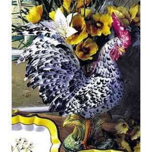  Rooster w / Vase Black & White 23H   By Intrada Italy 