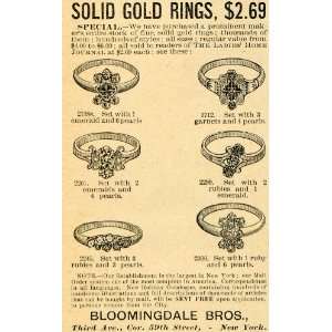 1891 Ad Bloomingdale Bro Gold Ring Models Precious Stones Jewelry Ruby 