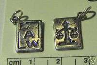 Sterling Silver Scale of Justice Lawyer Law Book Charm  