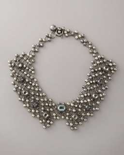 Beaded Chain & Crystal Collar Necklace