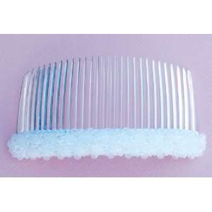  Clear Bead and Crystal White Hair Comb 