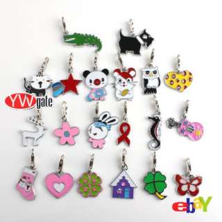 Mixed Style Enamel Clip On Charms Pendant Fit Chain Link Bracelet 