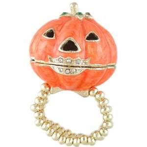  Jack O Lantern Halloween Bling Locket Ring fits Size 6   12 Jewelry