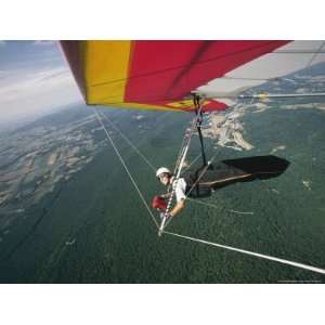  View of a Hang Glider from a Wing Mounted Camera as He 