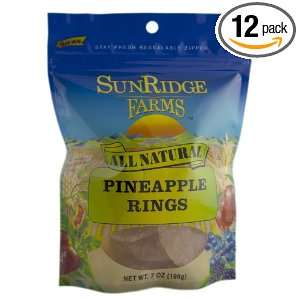 Sunridge Farms Juice Sweetened Pineapple Rings, 7 Ounce Bags (Pack of 