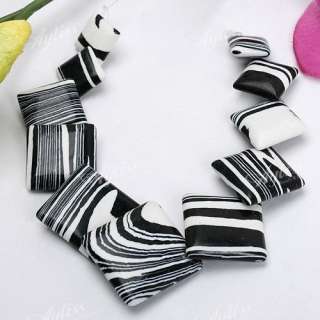   Zebra Stripes Square Bead Pendant Set For Necklace DIY  