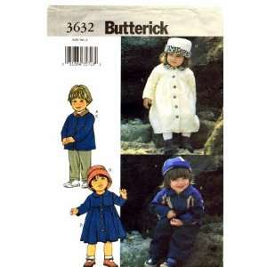  Butterick 3632 Sewing Pattern Toddler Girls Jacket Dress Pants Hat 