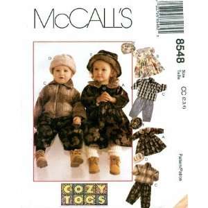 com McCalls 8548 Sewing Pattern Toddlers Jacket Dress Pants Cap Hat 